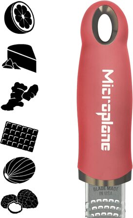 Терка Microplane для цитрусових, сиру, імбиру та шоколаду, липстик-пінк, з нержавіючої сталі, 325x35x30 мм, Made in USA