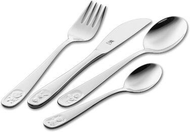 Набір дитячого посуду ZWILLING Kinderbesteck-Set, 4 предмети, з мотивами лицарів, для дітей від 3 років, нержавіюча сталь 18/10, сріблястий, без пластикової упаковки