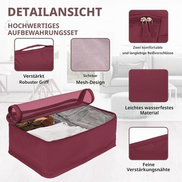 Набір органайзерів для подорожей Packing Cubes (12 предметів), сумки-органайзери для валізи та одягу, бордовий