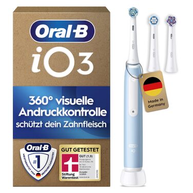 Електрична зубна щітка Oral-B iO Series 3, світло-блакитна (Ice Blue), 1 щітка + 3 смінні насадки