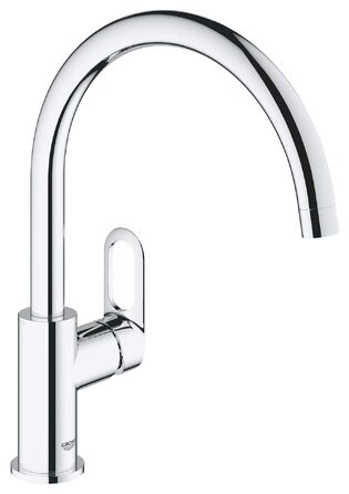 Змішувач кухонний GROHE BauEdge з високим виливом, хромований (31367000) - з керамічним картриджем та поворотним виливом 360°