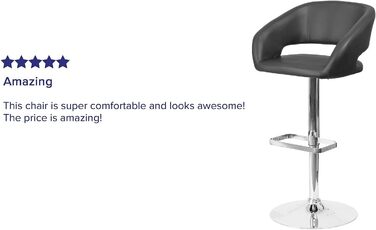 Барний стілець Flash Furniture, регульований по висоті, металевий, хромована основа, чорний вініл, 58,4×57,2×37,5 см