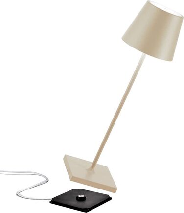 Zafferano Poldina Pro бездротова LED-настільна лампа, сенсорний димер, акумуляторна, IP65, алюміній, 38 см, для дому та вулиці, пісочний колір