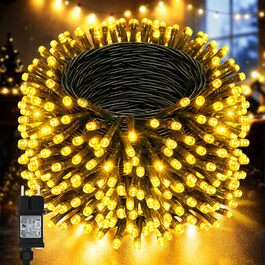 Світлодіодна гірлянда Dalugo для вулиці 50м, 500 LED теплий білий колір, водонепроникна новорічна ілюмінація з таймером та 8 режимами світіння
