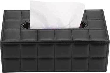 KINGFOM коробка для серветок із PU шкіри, чорна, для офісу, авто, дому