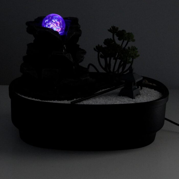 Настільний фонтан LEMODO зі скляною кулею та LED-підсвіткою, декоративний водоспад для дому та Zen-саду, інтер'єрний фонтан-скеля