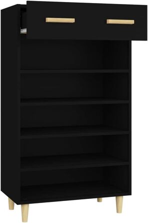 Шафа для взуття vidaXL, чорна, 60x35x105 см, ДСП — органайзер, стелаж, комод для зберігання взуття