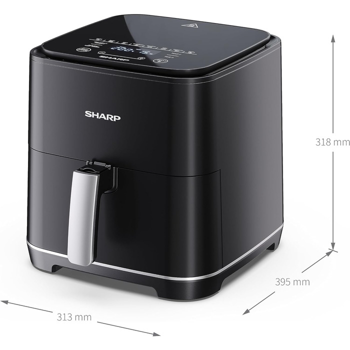 Аерофритюрниця SHARP AF-GS552AE-B 5,5 л, цифрове керування, 8 програм, 1650 Вт, чорна, випікання без олії