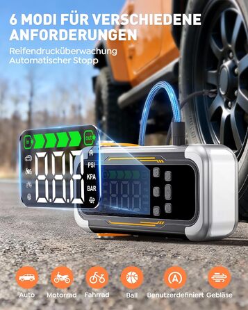 Powerbank Starthilfe UTRAI з компресором та вентилятором для авто, 6000A, LED, PD 30W, для бензинових та дизельних двигунів (10L)