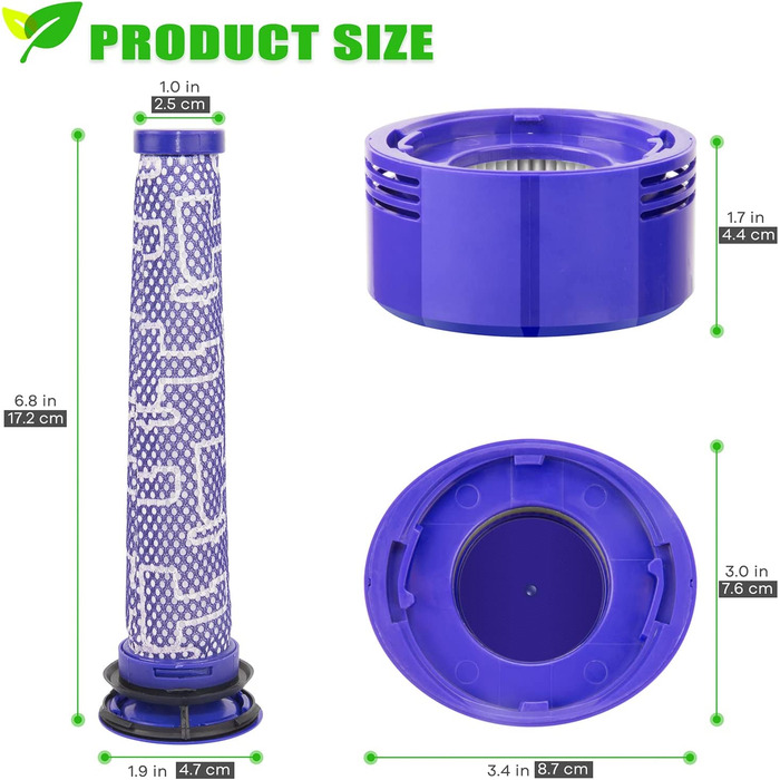 Фільтр для пилососа Dyson V8/V7/V8+ Absolute Animal, 2 передфільтри та 2 HEPA-фільтри, заміна DY-96566101, DY-96747801