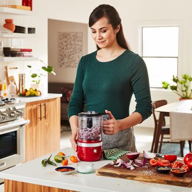Бездротовий подрібнич для овочів та зелені KitchenAid KFCB519, 5 чашок, Empire Red