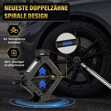 Універсальний гвинтовий домкрат-ромб IMAYCC 2.5т для BMW (Серії 1, 3, 5, 6, 7, Z, X) з гумовими накладками та ключем для коліс, чорний