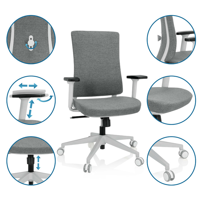 Офісне крісло COMFIO WP з тканини сірого кольору hjh OFFICE