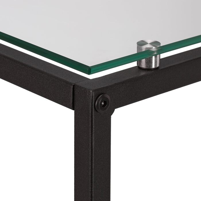 Журнальний стіл Relaxdays чорний, U-подібний, скляна стільниця, метал, стиль баухаус, консольний стіл 61x30x45 см, сталь