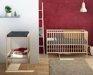 Дитяче ліжко Webaby Holz 60x120cm з бука, натуральний колір, з регульованим дном та бортиками | Від народження | Комфортний сон