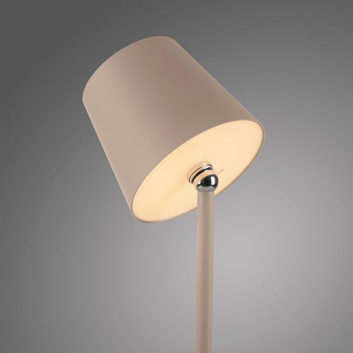 LED настільна лампа SellTec на акумуляторі, USB, біла, диммер, IP54, для саду, кемпінгу, балкону або тераси (пісок)