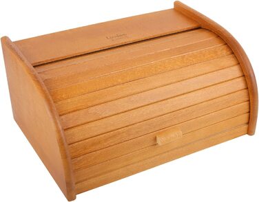 Дерев'яна хлібниця Creative Home Erle з роликовою кришкою, 38x28,5x17,5 см, натуральна, для хліба, булочок та випічки, стильна хлібна скриня для кухні