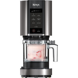 Морожениця та десертна машина Ninja CREAMi NC300EU, 1,4 л, 7 програм, 3 чаші, для морозива, джелато, сорбету, смузі та молочних коктейлів, чорна/срібляста