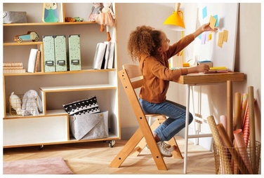 Дерев'яний стільчик для годування Kinderkraft, сірий, з регулюванням