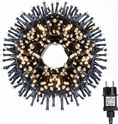 Світлодіодна гірлянда Gresonic 300 LED, тепле біле світло, для декору кімнати, вулиці, саду, новорічної ялинки, весілля, електрична, постійне світіння