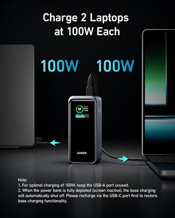 Power Bank Anker Prime: 20000 mAh, 200W, 2 x USB-C, USB-A, сумісний з iPhone, Samsung, MacBook, Dell