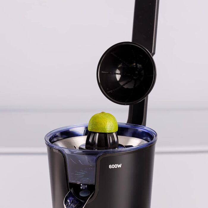Citrus Press Taurus Easy Press 1000 Legend 1000W Електрична соковижималка для цитрусових з нержавіючої сталі, 650 мл, без BPA, чорна