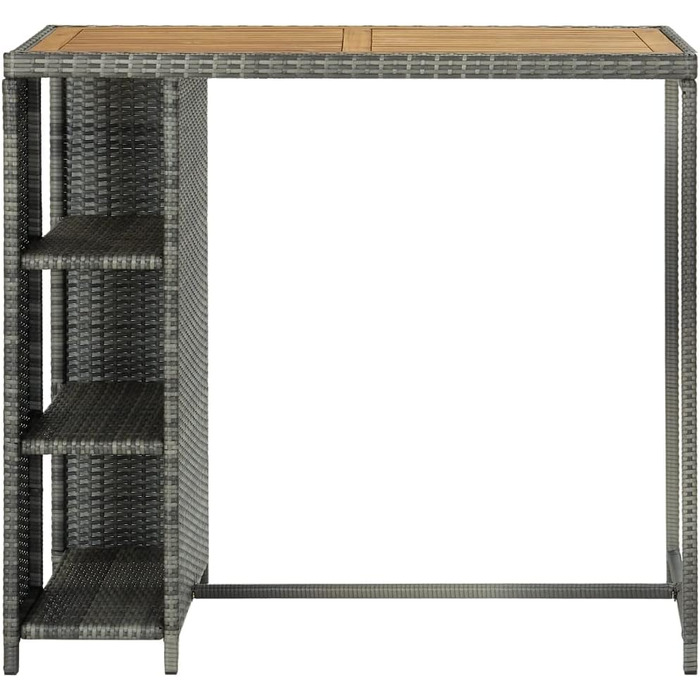 Барний стіл із полицею vidaXL, кухонний високий стіл, сірий, 120x60x110 см, поліратан