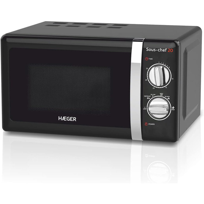 Мікрохвильова піч Haeger Sous-chef 20, 20 л, чорна, 700 Вт