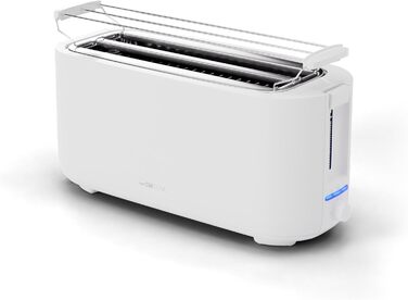 Тостер Clatronic TA 3802 на 4 тости, з насадкою для булочок, довгий слот, функції розморожування, підігріву та швидкої зупинки, білий, модель 2024