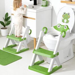Унітаз-сходинки для дітей COOSEYA Frosch з тренувальним сидінням, зелений