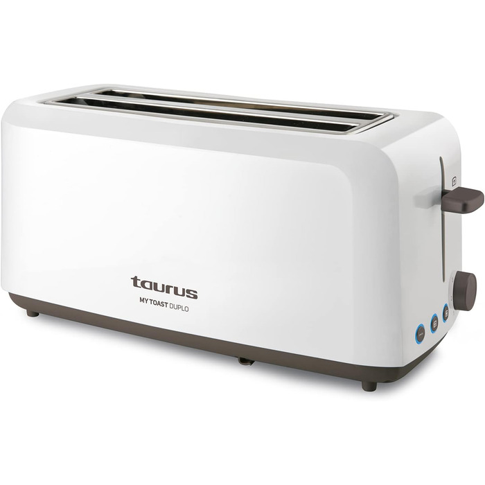 Тостер Taurus Mytoast Duplo 1450Вт, 2 довгі відсіки, 7 режимів, автоматичне центрування, піддон для крихт, функції розігріву, розморожування та стоп