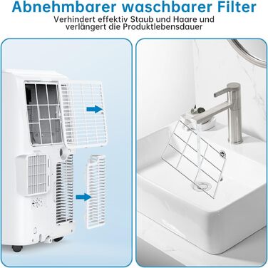 Мобільний кондиціонер Acekool 12000 BTU 4-в-1 з нічним режимом, енергокласу A, для кімнат до 51м²