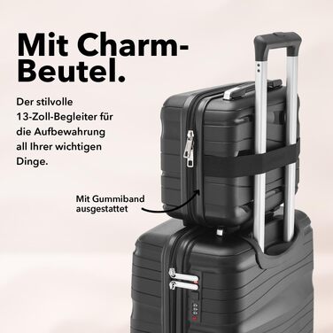 Набір валіз Travel One 4 шт. чорного кольору - полікарбонатний валізу-кейc 32/60/98л, кодовий замок, колеса 360°