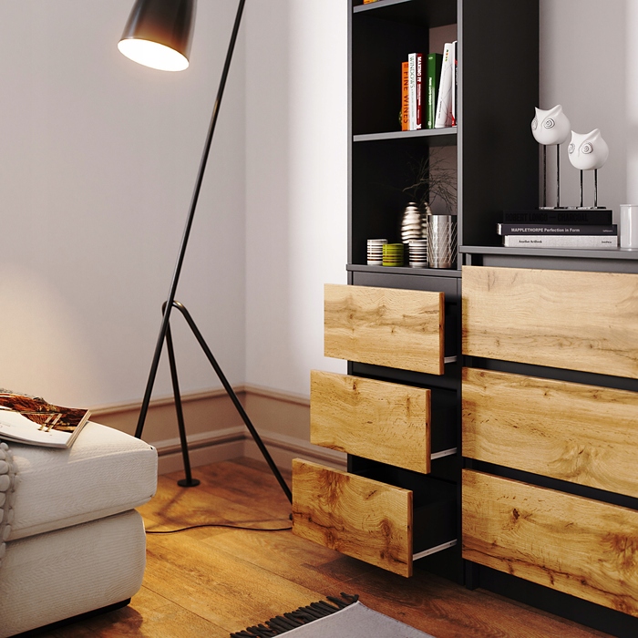 Стелаж BM-Meble, антрацит, 40 x 180 x 34 см