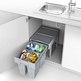 Система сортування сміття SO-TECH WASTEBOY 3-секційна (1х16 л, 2х7 л), для шаф від 400 мм, з телескопічними контейнерами