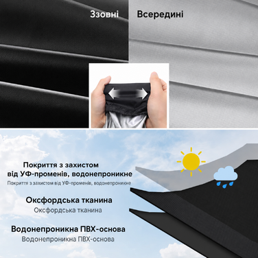 Водонепроникний чохол для гриля 145x65x117, захист від дощу, пилу, УФ-променів і снігу, міцна оксфордська тканина, всесезонний