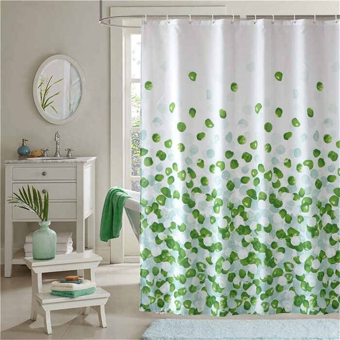 Шторка для душу Xlabor Blumen Dick 180x200 см, водонепроникна, протигрибкова, тканинна, з кільцями, зелена
