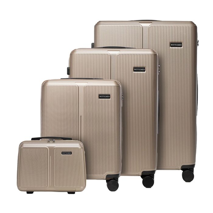 Валіза Wittchen Stripes Line XL (76.5x50x29 см) — великий дорожній кофр з ABS-пластику, 96 л, 4 колеса 360°, кодовий замок, золотиста