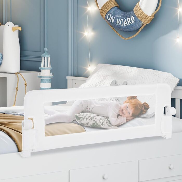 Захисний бортик для ліжка DREAMADE 120 см, білий - бар'єр безпеки для дітей з PP та Оксфорду
