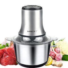 М'ясорубка-подрібнювач електричний SOKANY 800W з чашею 3л з нержавіючої сталі, 2 швидкості, для м'яса, овочів, фруктів LB7005A