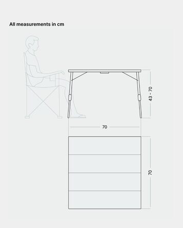 Складаний кемпінговий стіл Qeedo Quick Kimmy S 70x70 см для 2 осіб, переносний, з регульованою висотою, бамбукова стільниця