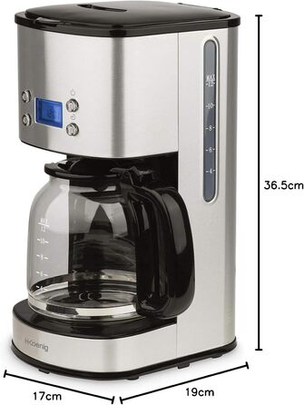Кавоварка крапельна H.Koenig MG30, 1.5 л, 12-20 чашок, програмована, LCD, срібляста