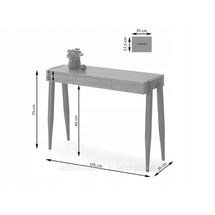 Консольний столик Mebel-Partner, чорний / напівглянцевий горіх, 105 x 75 x 35 см
