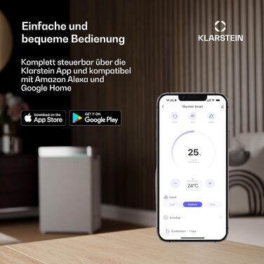 Klarstein AeroDry Smart 12l: Електричний осушувач повітря 12 л/день, WiFi, керування через додаток, білий