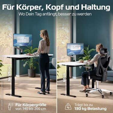 Електричний стіл CleverDesk з регулюванням висоти 160x80 см, чорна рама, біла стільниця - тестований, з пам'яттю, 2x USB, кабель-канал