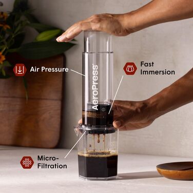 AeroPress Clear XL: Прес для кави, френч-прес та еспресо-машина 2-в-1, прозорий XL, портативний для подорожей та кемпінгу