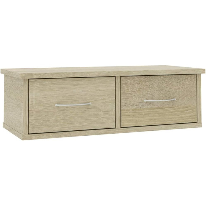 Настінна полиця з 2 шухлядами vidaXL, дуб сонома, 60x26x18,5 см, деревостружкова плита