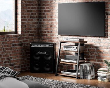 Стійка для HiFi апаратури FITUEYES з дерева та сталі, стіл для програвача з регульованою полицею, тумба для програвача та стереосистем, 61x52x78 см, горіх