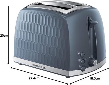 Тостер Russell Hobbs 26071 на 4 тости, сірий, з широкими слотами та підйомом, сучасний дизайн