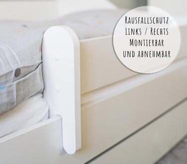 Дитяче ліжко Kids Collective 160x80 см з матрацом, висувною шухлядою, бортиком і ламелями, біле